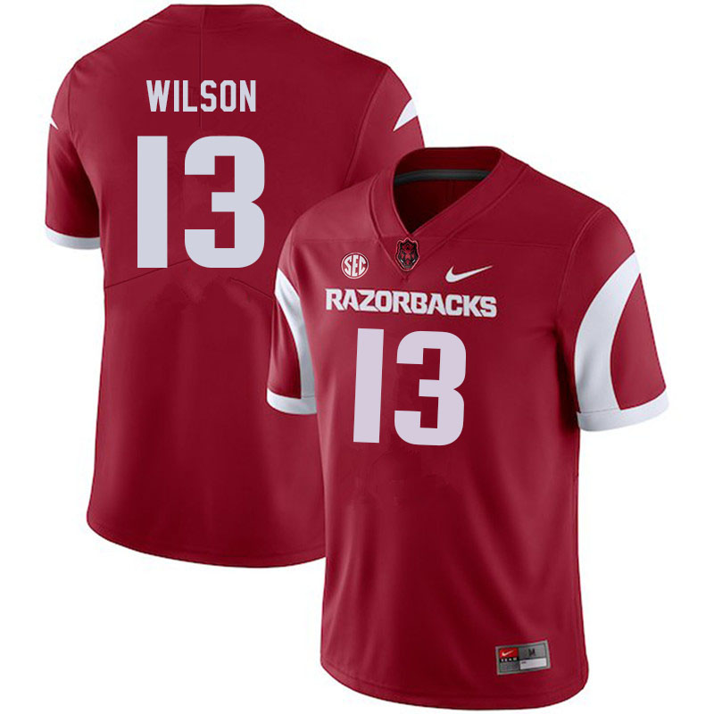 Men #13 Jaedon Wilson Arkansas Razorbacks College Football Jerseys Sale-Cardinal